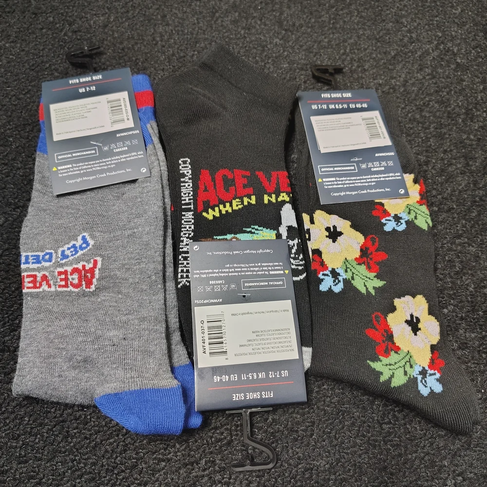 Ace Ventura When Nature Calls Novelty Crew Socks Unisex Lot Of 3 (4 Pairs) New